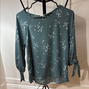 Papermoon Green Relaxed Tie Front Blouse